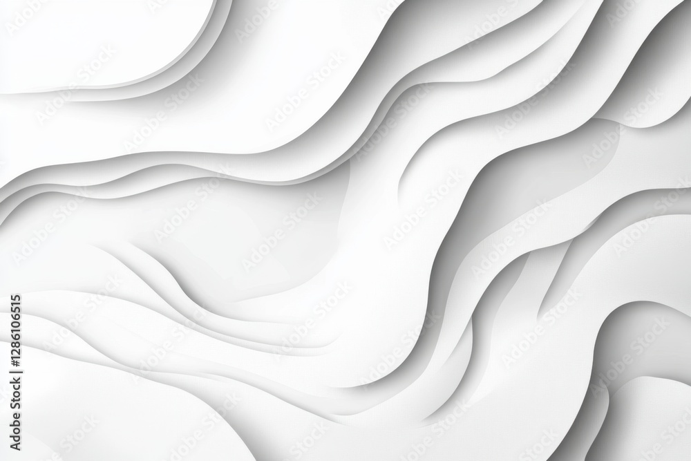 Poster soft curves and fluid patterns create an elegant white abstract design that captivates the senses an