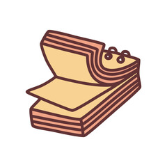 Doodle book or notebook icon hand drawn with thin line in minimalistic style and colored. Vector illustration isolated on white background