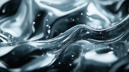 A mesmerizing view of smooth flowing liquid accented by sparkling elements, evoking feelings of peace and calmness while showcasing a stunning balance of light and water.