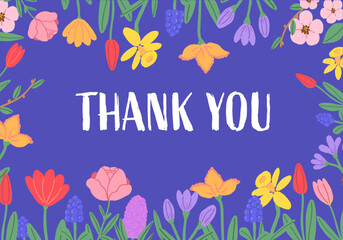 Thank You Card with Colorful Floral Border