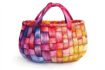 Colorful Handwoven Basket with Intricate Patterns and Design
