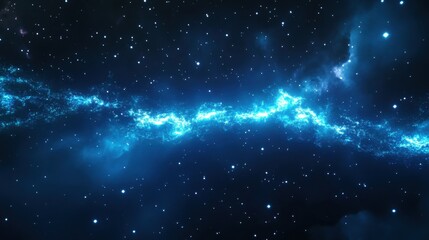Obraz premium A celestial ribbon of neon nebula gases winds through deep space, creating a glowing pathway