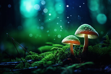 AI Generated Image. St Patrick’s Day banner with magic mushrooms