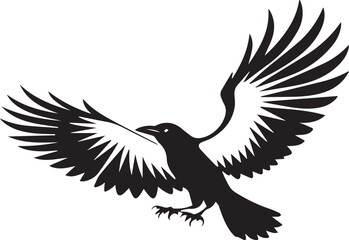 Obraz premium A black and white logo type raven silhouette design - raven icon design