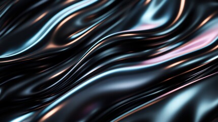 An alluring image of shimmering black silk fabric, presenting dramatic waves that intertwine with light, evoking elegance, depth, and a sense of sophistication.