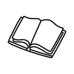 Doodle open book icon hand drawn with thin line in minimalistic style. Vector illustration isolated on white background