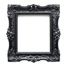 Dramatic Square Black Baroque Frame with Intricate Details &ndash; PNG Transparent Background