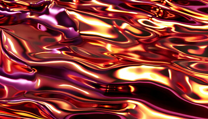 Obraz premium Abstract Background - 3D Render of Flowing Metallic Liquid, Red and Gold