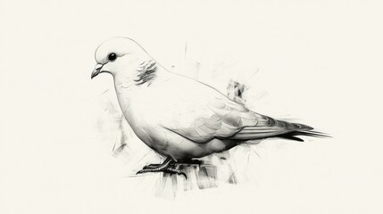 Obraz premium Eurasian Collared Dove Render - An Artistic Sketch in Black and White