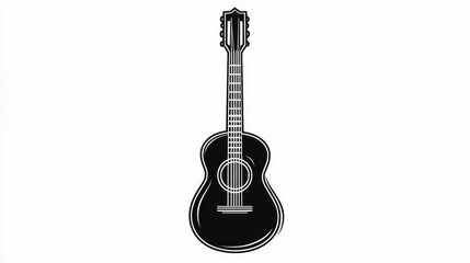 Naklejka premium Outline of Acoustic Guitar: Iconic Musical Instrument Design on Crisp White Canvas