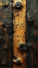 Burnt Wooden Panels With Dark Brown Texture