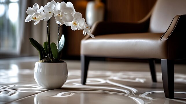 Elegant White Orchid in Modern Interior