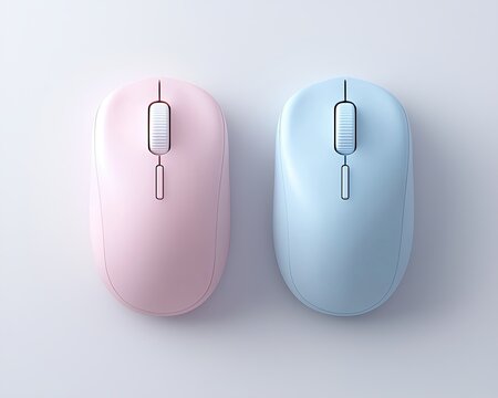 Modern pink and blue computer mice design.