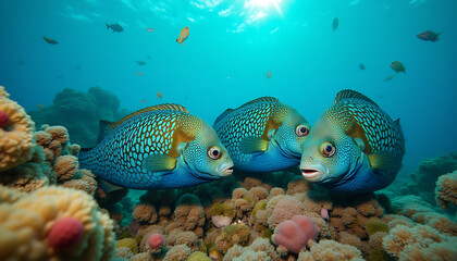 Obraz premium Lionfish Lurking in the Indian Ocean’s Night Reefs, Lionfish (Pterois miles), fishes in ocean, created with generative ai