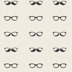 A contemporary Father's Day pattern with a geometric design, including mustaches, glasses, and dotted lines. This monochrome illustration exudes simple elegance and is ideal for prints, web, and