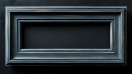 Photo - Empty Dark Gray Wooden Picture Frame on Black Background