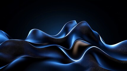 Obraz premium Abstract Blue 3D Render: Dark, Flowing Waveforms AI Generated