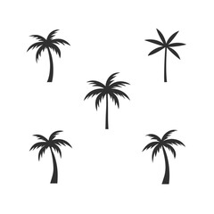 Palm Tree Silhouettes Set - Black and White Minimalist Palm Icons.