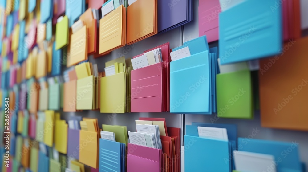 Poster abstract network grid with files and folders, futuristic software interface, digital document manage