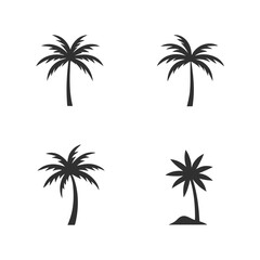 Fototapeta premium Palm Tree Silhouettes Set - Black and White Minimalist Palm Icons.