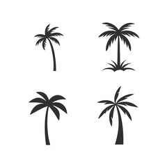 Palm Tree Silhouettes Set - Black and White Minimalist Palm Icons.