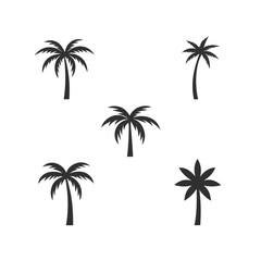 Fototapeta premium Palm Tree Silhouettes Set - Black and White Minimalist Palm Icons.