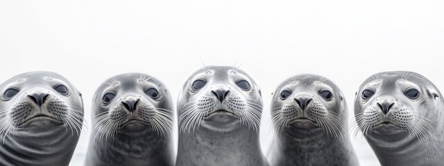 seals on a white background, a concept for the protection of marine animals or an advertising calendar