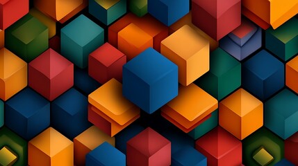 Obraz premium Vibrant 3D Render of Interlocking Colorful Cubes AI Generated