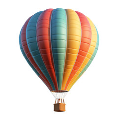 A Fluffy 3D Cartoon Hot Air Balloon with Glowing Colors Isolated on Transparent Background