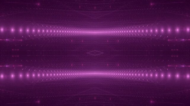 leuchtende Lichtpunkte bewegen sich langsam Richtung Zentrum, digitaler Datentransfer, Algorithmus, Internet, Energie, Datenfluss, Geschwindigkeit, Wandel, Austausch, magenta, pink