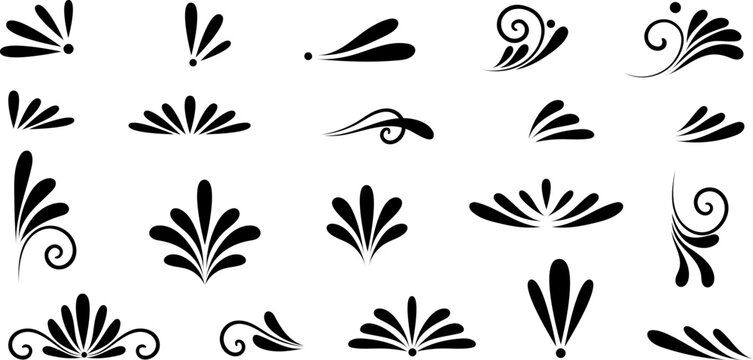 Decorative flourishes and ornaments vector decorative vintage clip art design, frame or divider design set