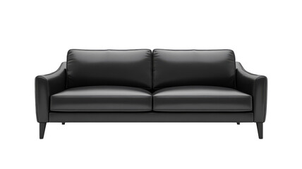 Obraz premium Modern black leather sofa with sleek design and comfortable seating for stylish living rooms and lounges