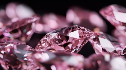 An exquisite collection of glittering pink diamonds showcased in a beautiful arrangement that highlights their intricate details and radiant beauty.