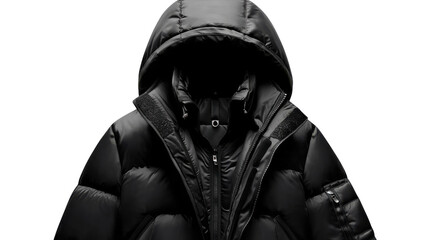 Bold black puffer jacket designed for warmth and weather resistance in colder climates