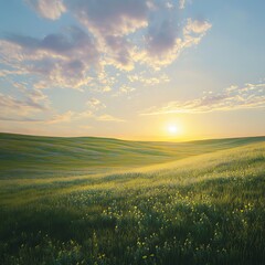 Fototapeta premium Colorful wildflowers in countryside under clear blue skies high resolution picture