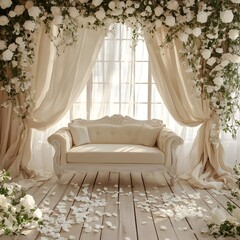 Background wedding with flowers generative AI