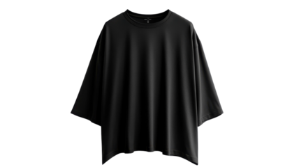 Black oversized t-shirt displayed on a white background showcases modern casual fashion design