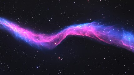 Obraz premium A deep-space aurora of vibrant pink and blue nebula waves stretches across the galaxy