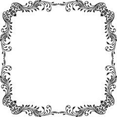 A filigree heraldic crest motif floral pattern border frame. Original design in a vintage style.