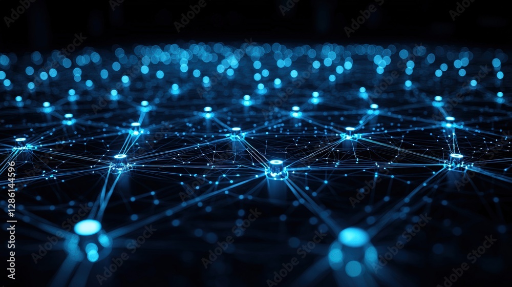 Poster intricate network of connected lines representing data flow and communication in modern technology