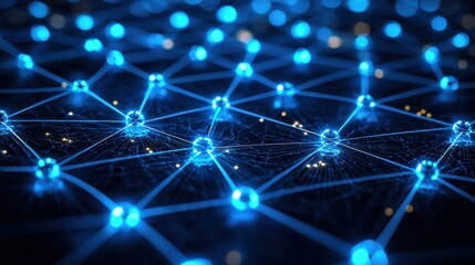 Obraz premium Intricate network of blue lights creating a captivating visual representation of technology and connectivity