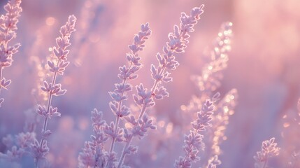 Dreamy Frosted Lavender in Pastel Hues with Soft Blush Shimmering Highlights