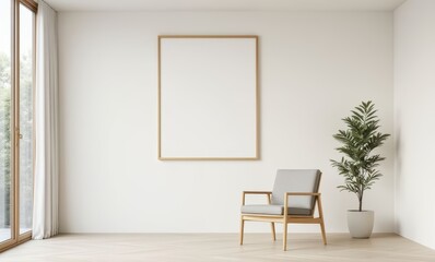 Modern interior with empty artwork space