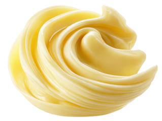Creamy butter swirling in a beautiful spiral on transparent background 
