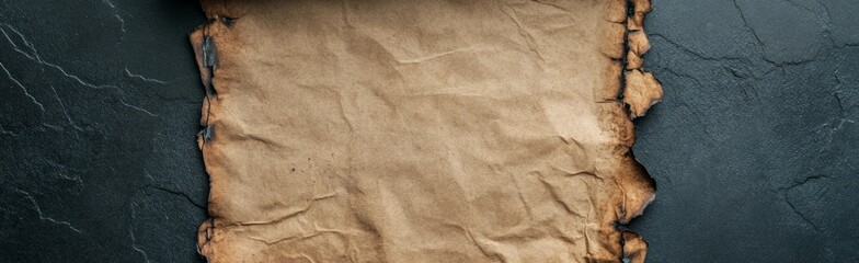 Obraz premium A piece of antique-looking paper with burnt edges on a white background.