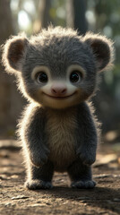 Fototapeta premium A charming, fluffy forest dweller with big eyes, radiating friendliness and adventure