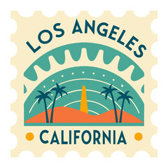 Obraz premium Los Angeles Californiasummer vacation stamp