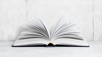 Obraz premium Open book on white surface against concrete wall