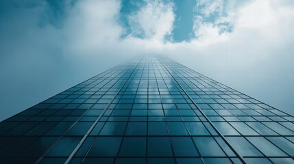Fototapeta premium Tall building standing majestically against a clear blue sky highlighting urban architecture and design