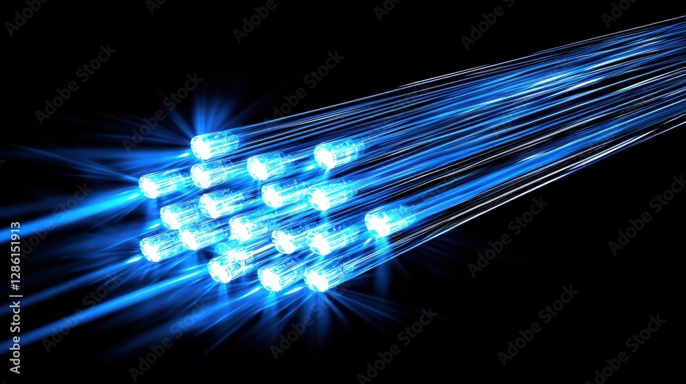 Poster mesmerizing blue light streaks creating dynamic patterns against a dark background for visual impact